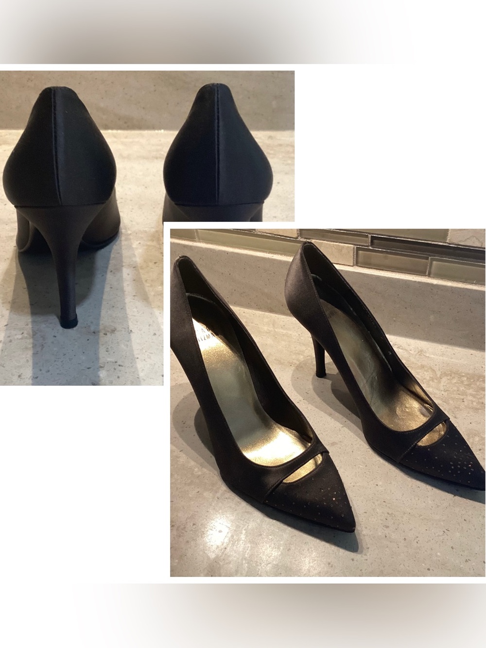 Stuart Weitzman Brown Heel Shoes w/Crystals Size 7